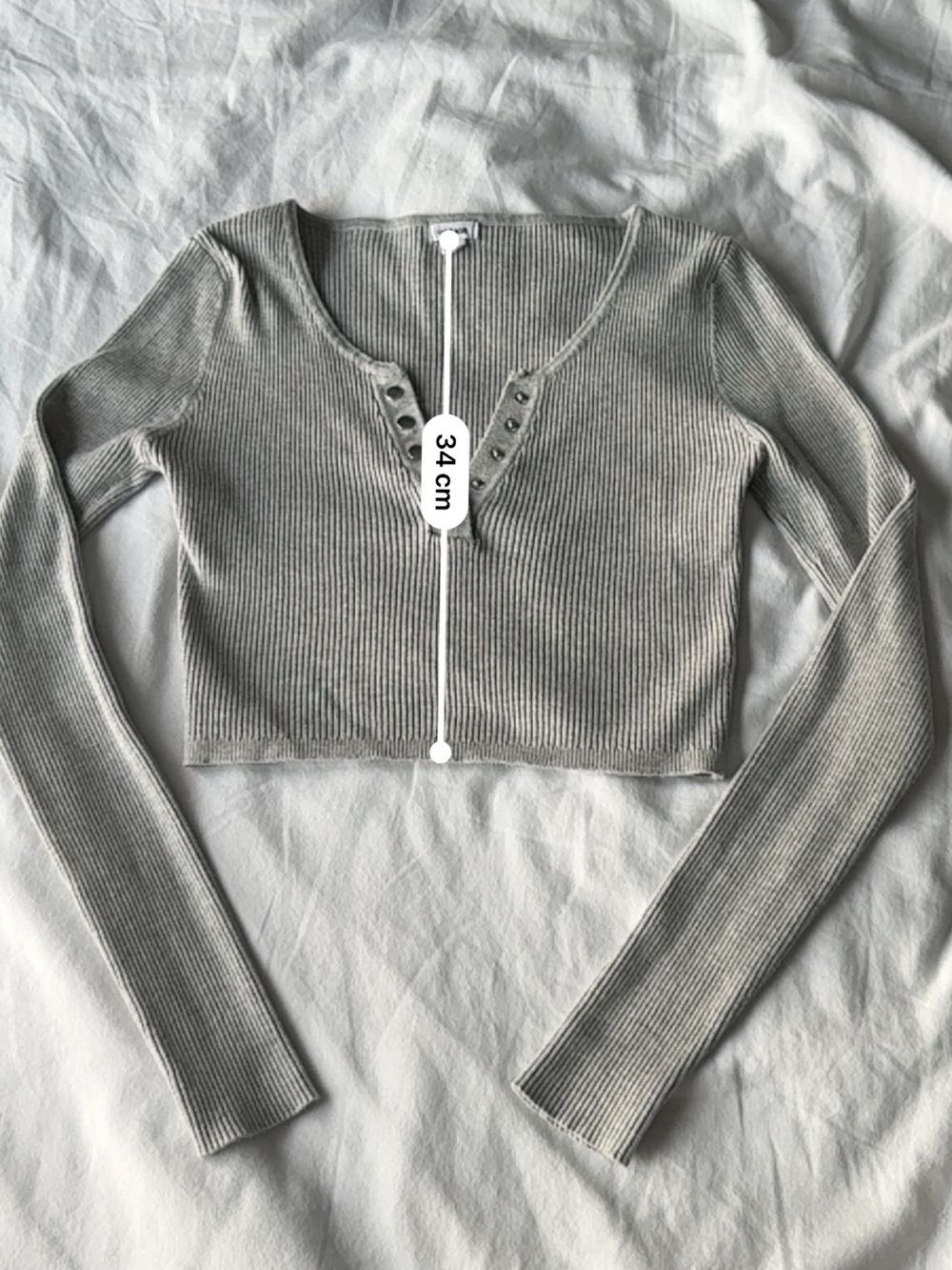 Garage Gray Ribbed Cropped Sweater Size Small - Picture 4 of 5